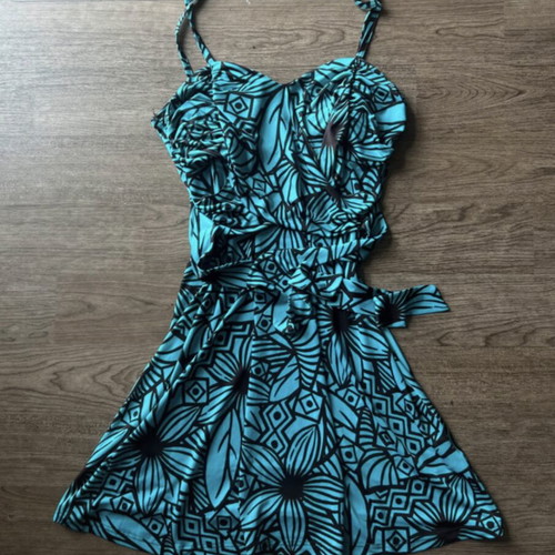 Y2K Xanaka Cyan Summer Dress used, size S-M, swimwear material