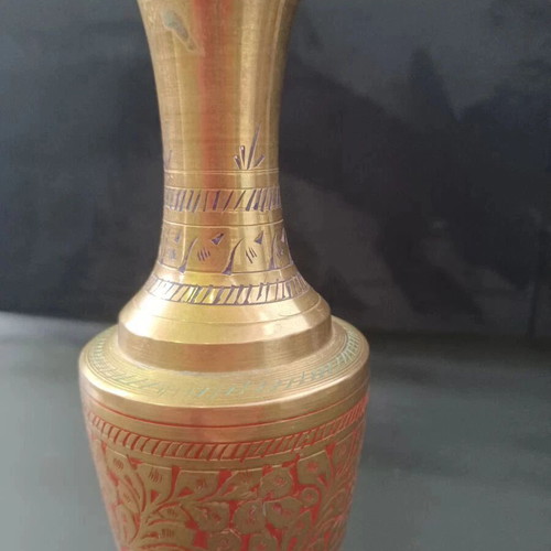 Vintage brass vase used, 25 cm height
