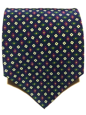 The King silk tie 100% new, blue with diamond pattern