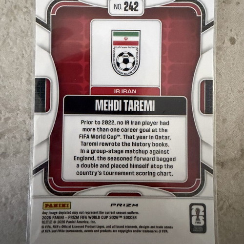 Mehdi Taremi Silver Wave 2026 Panini Prizm World Cup Card like new