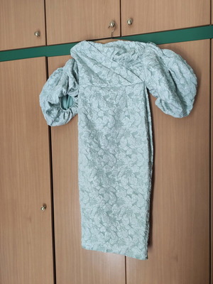 Φόρεμα Shein midi με ανάγλυφο floral ύφασμα καινούργιο, τιρκουάζ