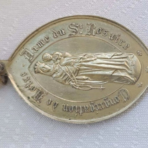Religious silver medal 1864 used, Congrégation de Notre-Dame du Saint-Rosaire