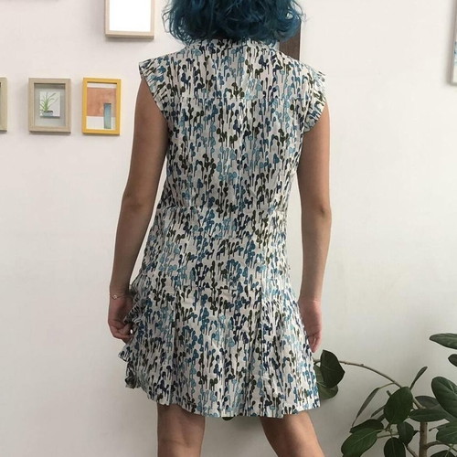 Vintage tailormade evening dress like new, size M, white and blue