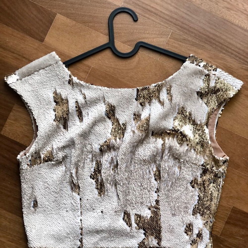 BSB Collection sequin crop top large, like new, beige and gold