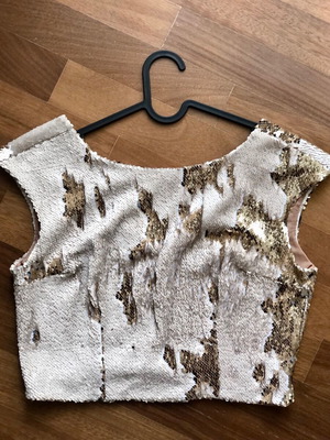 BSB Collection sequin crop top large, like new, beige and gold