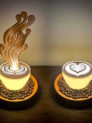 Latte art φωτιστικό σετ καινούργιο με LED καφέ κούπες