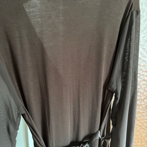 St-Martins dress brown like new, size M, viscose with transparent sleeves