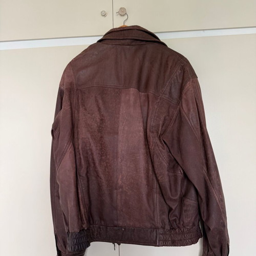 Vintage leather jacket μεταχειρισμένο, νούμερο 54, ζεστό καφέ