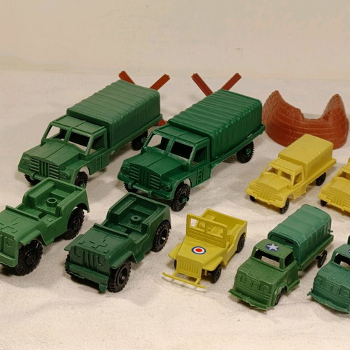 Vintage military vehicles toys used, all together