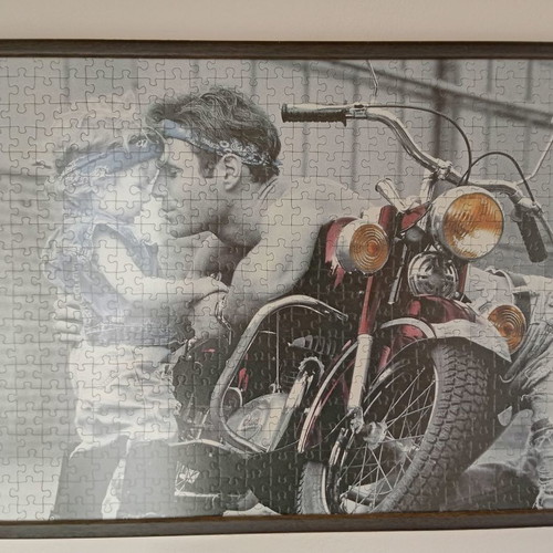 Framed puzzle art used, 500 pieces with black frame