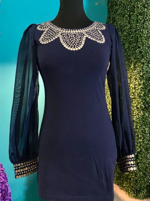 Navy Blue Dress with Sequins Like New