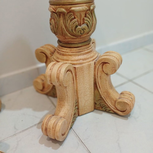 Candle holder set used, two floor-standing, heights 90cm and 62cm