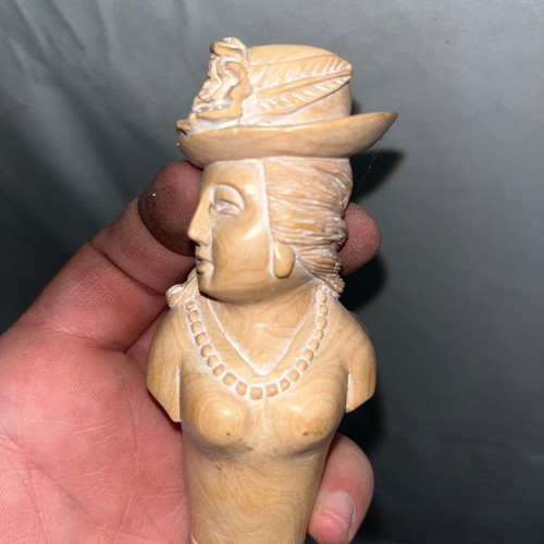 Handmade wooden old walking stick