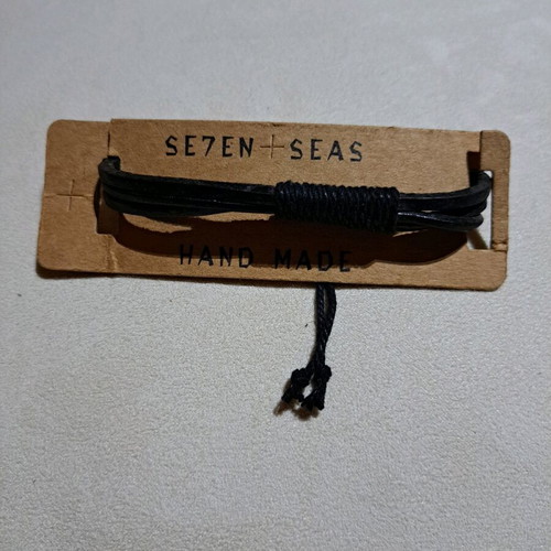 Handmade leather bracelet unisex with adjustable cord brown new