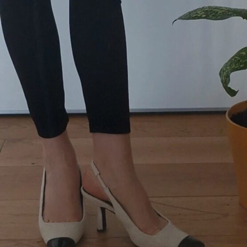 White tweed slingbacks H&M like new, size 37, with black toe