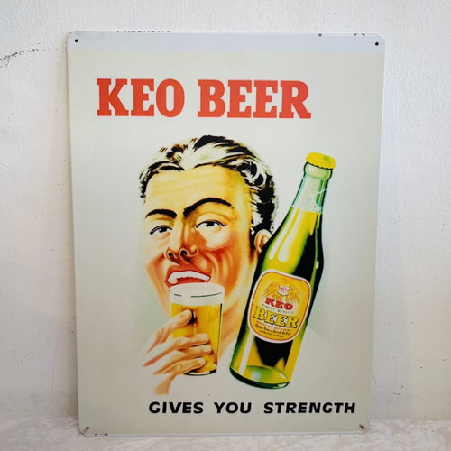 Keo Beer Large Collectible Metal Sign used
