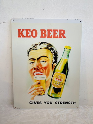 Keo Beer Large Collectible Metal Sign used