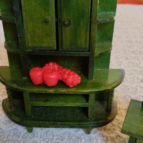Wooden dollhouse furniture used with velvet fabric