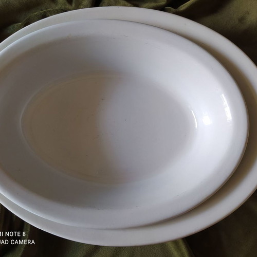 English Staffordshire antique serving platters used, set of 2