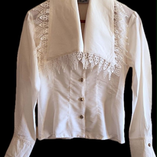 ZIC ZAC women's lace cotton shirt one size like new, white