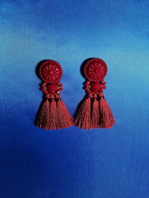 Handmade women's earrings red with stones new