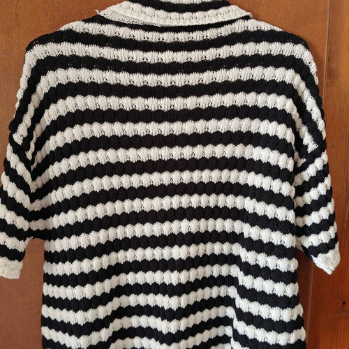 Women's black and white knitted short-sleeve cardigan new
