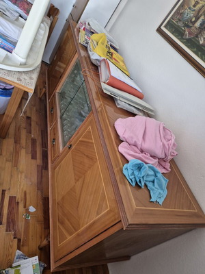 Living room buffet with glass and mirror used, old style
