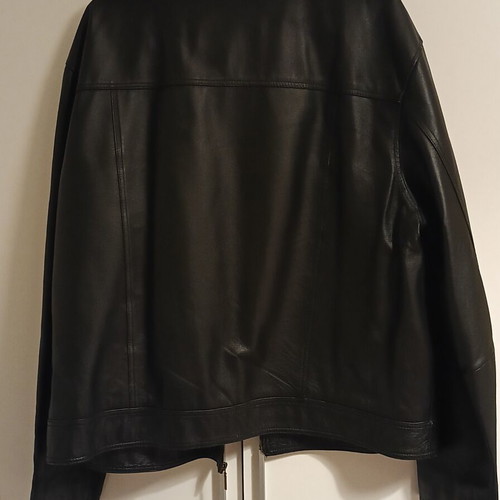 Men's leather jacket black size 60 new