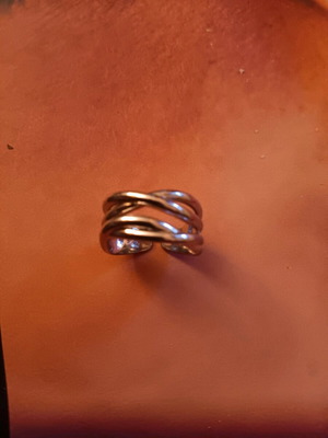 Adjustable faux woven ring used, silver