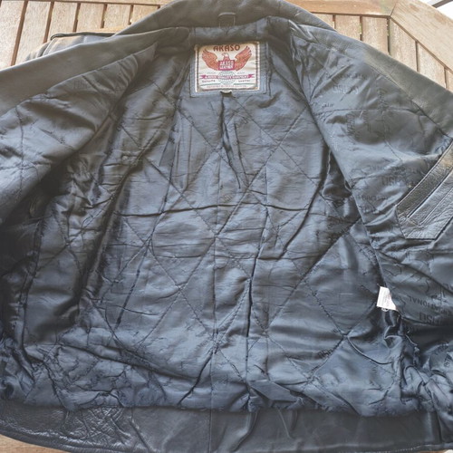 Vintage Akaso Biker Leather Jacket used, size XL, heavyweight black