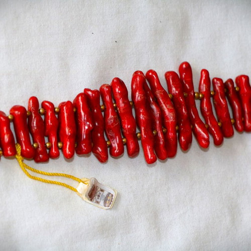 Coral bracelet new with 22K gold-plated clasp by Indico jewels