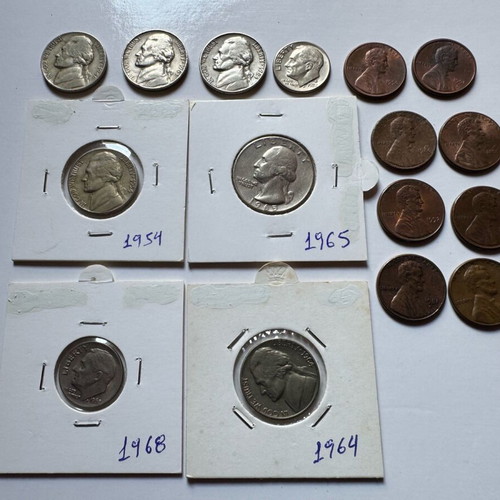 USA coins used, pack of 16 from 1954