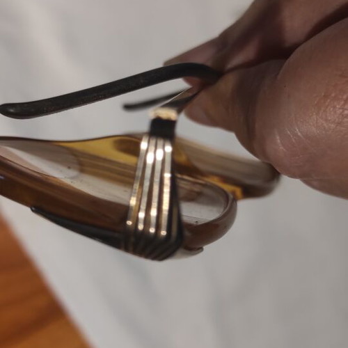 Vintage eyeglasses used, gold color with old case