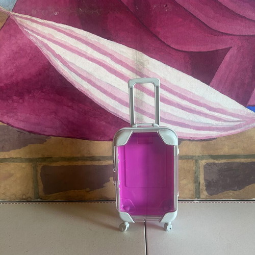 Fuchsia Kids Suitcase Pencil Case and Jewelry Organizer Miniature