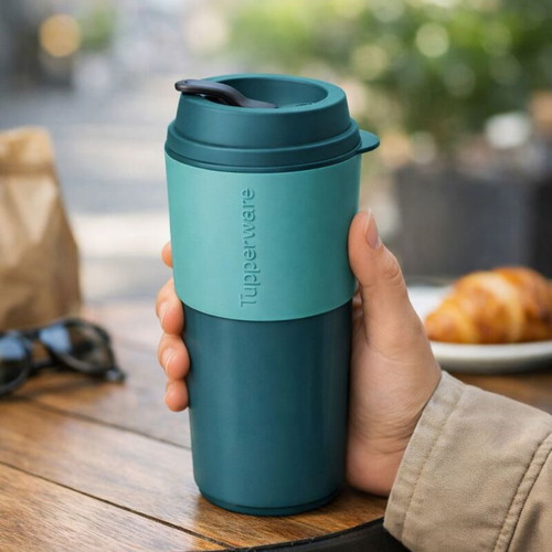 Tupperware Eco+ 490ml cup with sleeve, new, reusable
