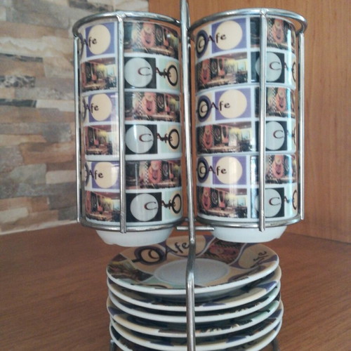 Coffee cups like new, set of 6 with inox holder