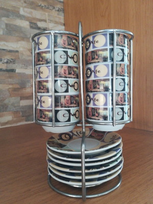 Coffee cups like new, set of 6 with inox holder