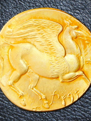 Gold coin Pegasus Carthage 24K new, museum quality replica