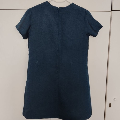 Vintage petrol dress shiny with pattern used, size L