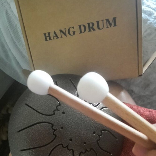 Hang drum new with book and sticks