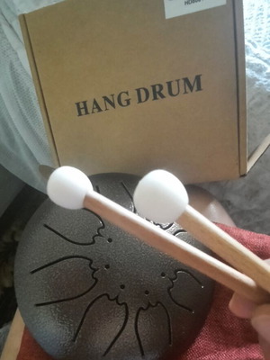 Hang drum new with book and sticks