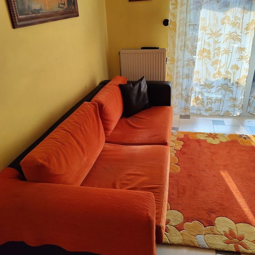 Living room set used with two-seater sofa, ottoman and coffee table