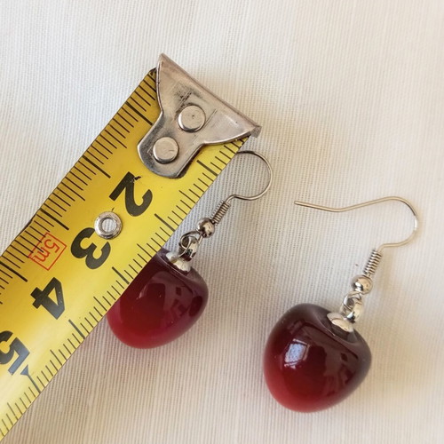 Cherry drop earrings new, acrylic resin, stainless steel hooks
