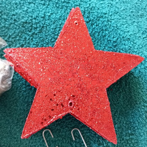 Wooden Christmas stars new, pack of 10, red and gold