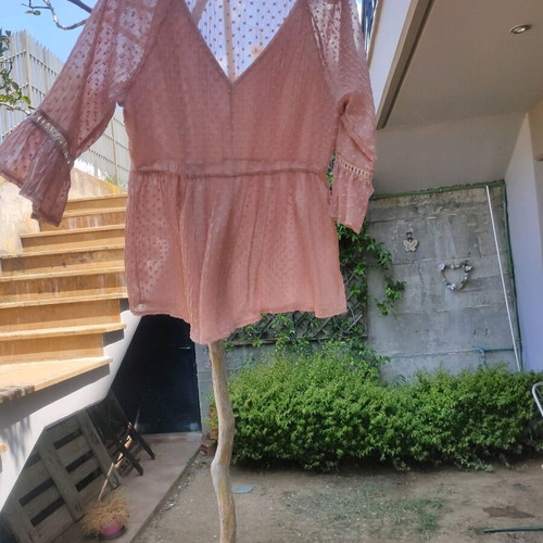 Dusty Pink Romantic Top satin-lined, like new, size XL