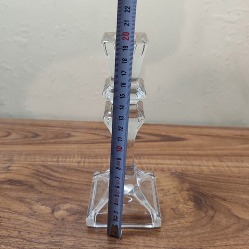 Set of 2 Bohemian vintage crystal candlesticks like new with small ashtray