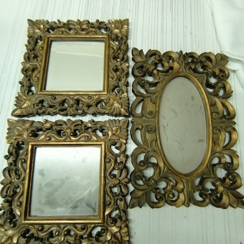 Retro mirrors set of 3 used, solid wood, needs refreshing
