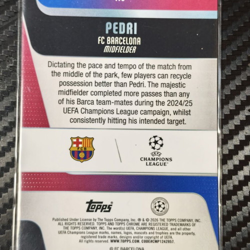 2025/26 Topps Chrome UEFA Club Competitions Pedri Base Card