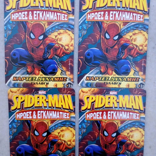 Spiderman cards used, pack of 4
