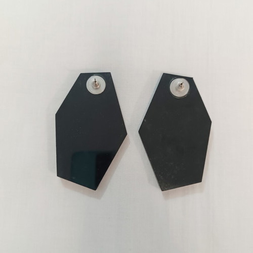 Lynne geometric statement earrings like new, petrol marble oversized chic